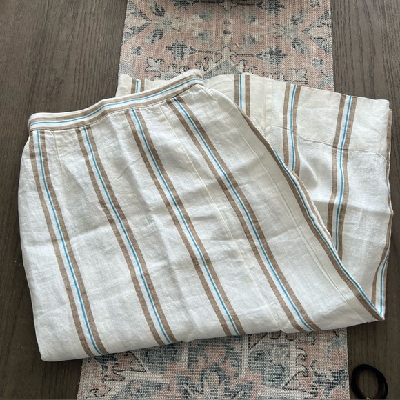 Madewell 100% Linen Striped Column Maxi Skirt XS Side Slit Summer - Picture 5 of 11